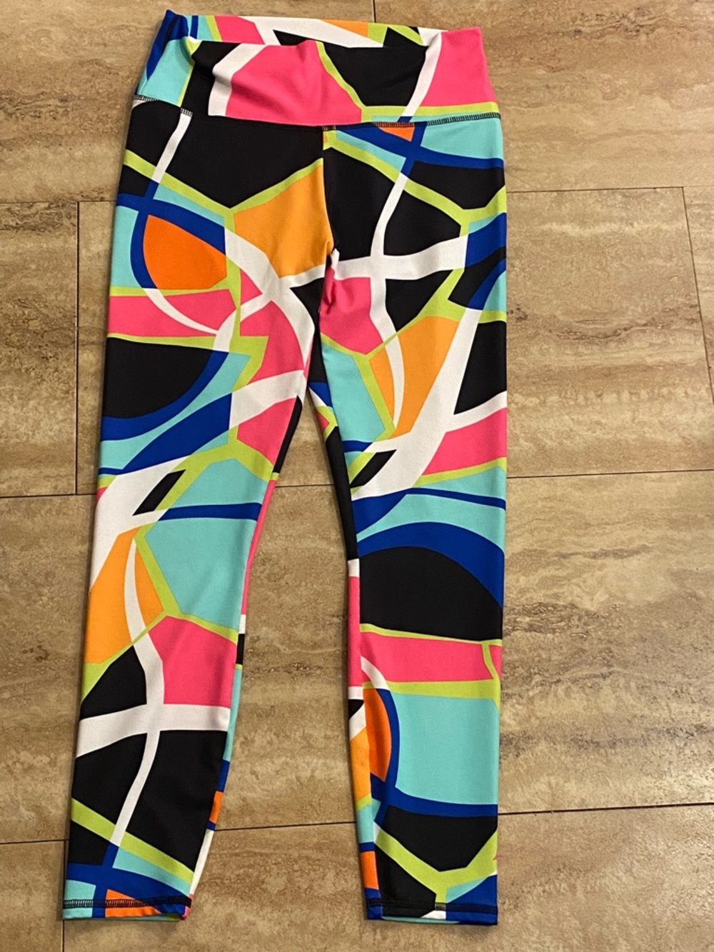 FABLETICS Multicolor Geo Print Leggings - Bright Pattern Size M